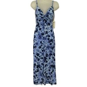 No Boundaries Babydoll Maxi Dress Womens Small Blue Floral Party Wedding Formal